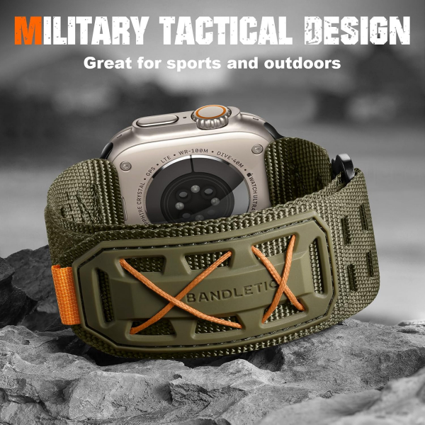 Bandletic Apple Watch Tactical Naylon Kay�� (Large)-Army Green