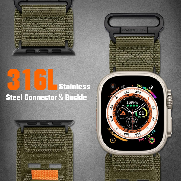 Bandletic Apple Watch Tactical Naylon Kay�� (Large)-Army Green
