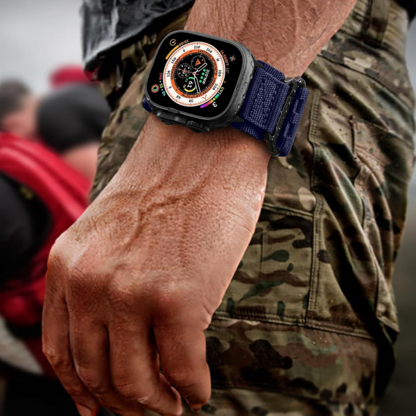 Bandletic Apple Watch Tactical Naylon Kay�� (Large)-Midnight Blue