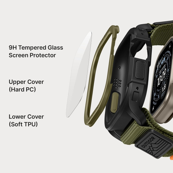 Bandletic Apple Watch Ultra 49mm Rugged Kay�� (Large)-Army Green