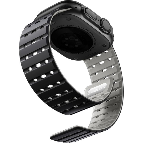 Bandletic Apple Watch Ultra Manyetik Silikon Kay�� 49mm-Black/Gray