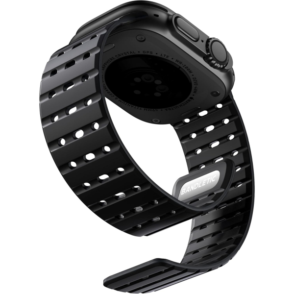 Bandletic Apple Watch Ultra Manyetik Silikon Kay�� 49mm-Black