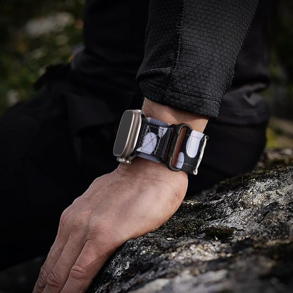 Bandletic Apple Watch Ultra Tactical Naylon Kay�� 49mm-Grey Camo