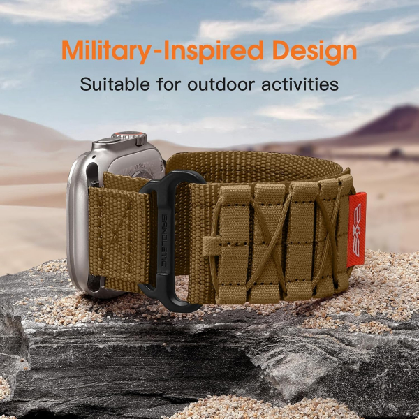 Bandletic Apple Watch Ultra Tactical Naylon Kay�� 49mm-Tan
