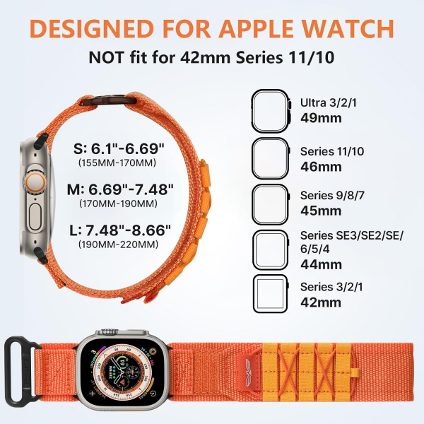 Bandletic Apple Watch Ultra Tactical Naylon Kay�� 49mm-Orange