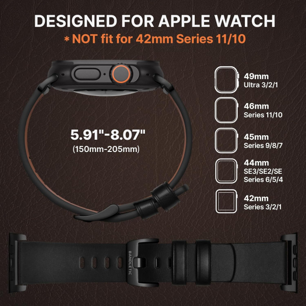 Bandletic Apple Watch Ultra 3 Hakiki Deri Kay��-Black