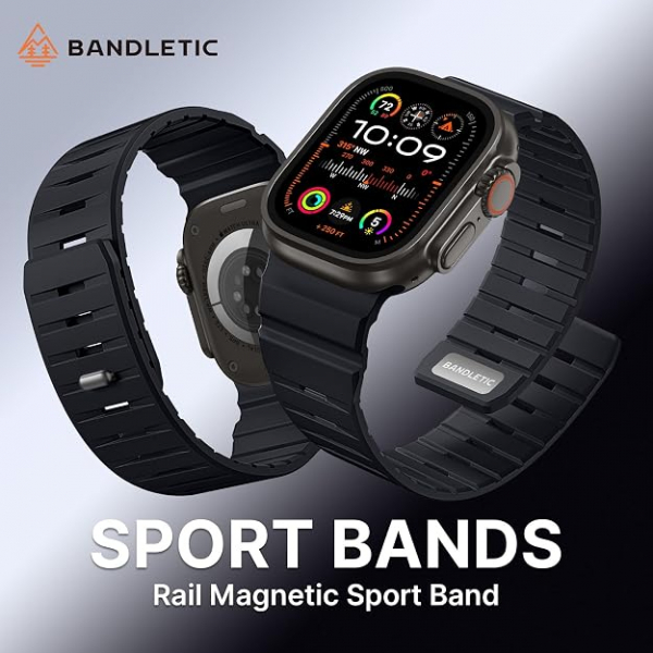 Bandletic Apple Watch 11 Uyumlu Manyetik Silikon Kay��-Black