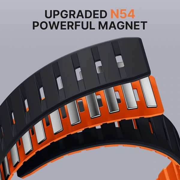 Bandletic Apple Watch 11 Uyumlu Manyetik Silikon Kay��-Black/Orange