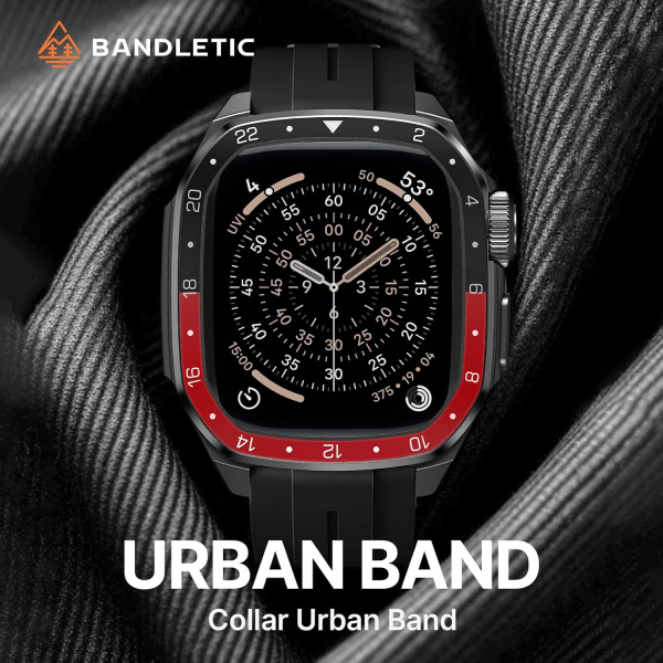 Bandletic Apple Watch 9 Metal Koruyucu Kay�� 45mm-Black/Red