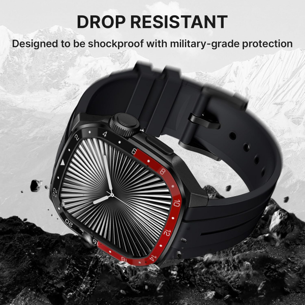 Bandletic Apple Watch 9 Metal Koruyucu Kay�� 45mm-Black/Red