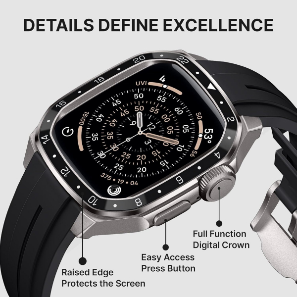 Bandletic Apple Watch 9 Metal Koruyucu Kay�� 45mm-Black/Titanium