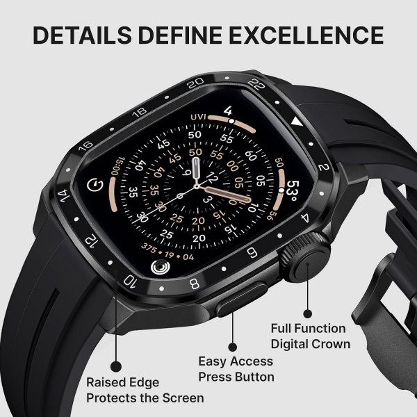 Bandletic Apple Watch 9 Metal Koruyucu Kay�� 45mm-Black/Black