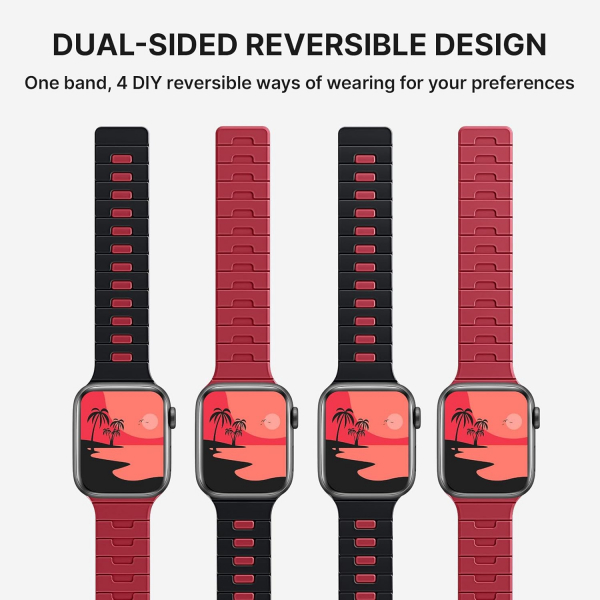 Bandletic �ift Tarafl� Manyetik Silikon Kay�� 49mm-Black/Red