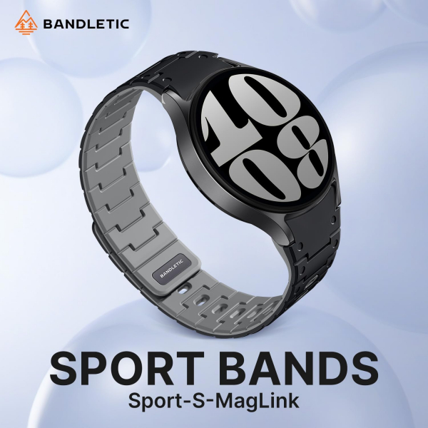 Bandletic Galaxy Watch 20mm Manyetik Silikon Kay��-Black/Gray