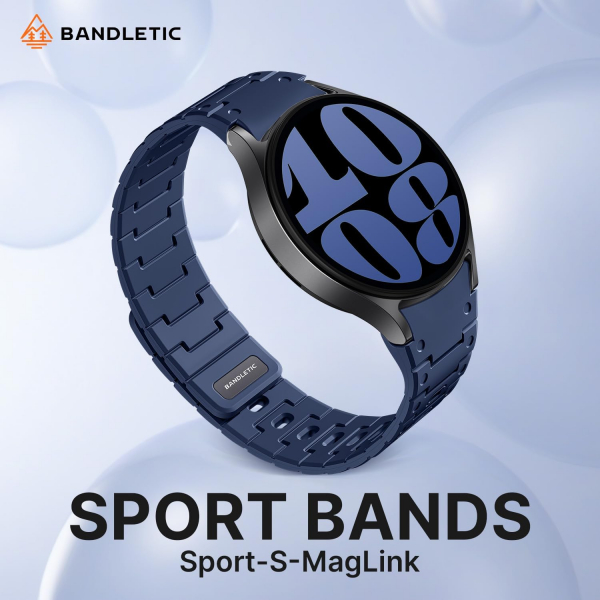 Bandletic Galaxy Watch 20mm Manyetik Silikon Kay��-Navy Blue