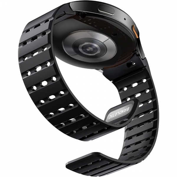 Bandletic Galaxy Watch 7 Manyetik Silikon Spor Kay��-Black