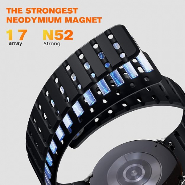 Bandletic Galaxy Watch 7 Manyetik Silikon Spor Kay��-Black