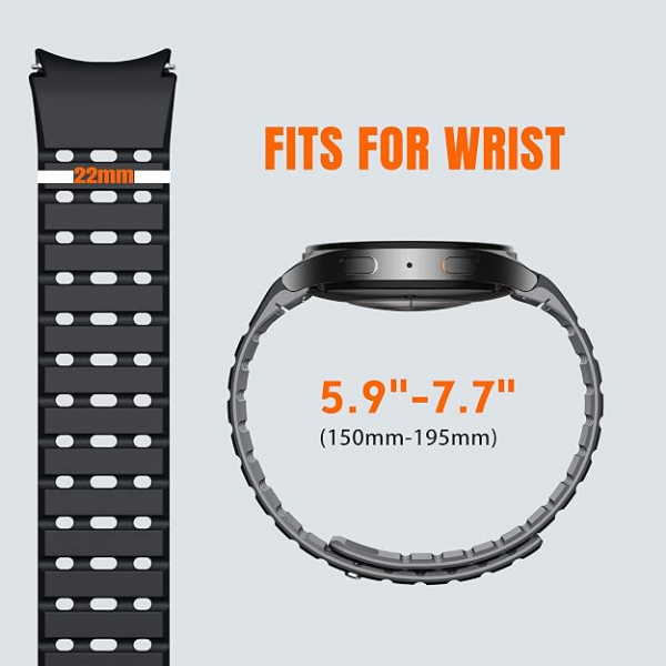 Bandletic Galaxy Watch 7 Manyetik Silikon Spor Kay��-Black/Gray