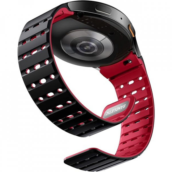 Bandletic Galaxy Watch 7 Manyetik Silikon Spor Kay��-Black/Red