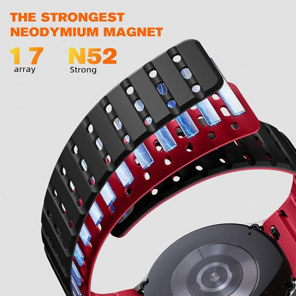 Bandletic Galaxy Watch 7 Manyetik Silikon Spor Kay��-Black/Red