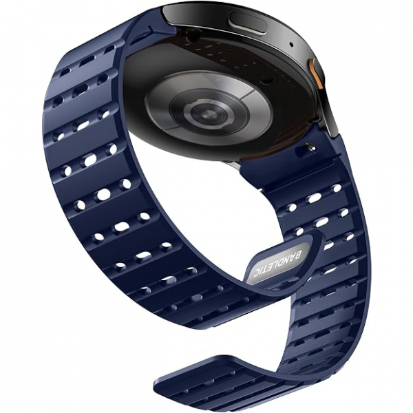Bandletic Galaxy Watch 7 Manyetik Silikon Spor Kay��-Navy Blue