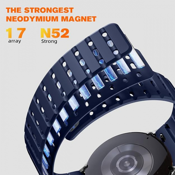 Bandletic Galaxy Watch 7 Manyetik Silikon Spor Kay��-Navy Blue