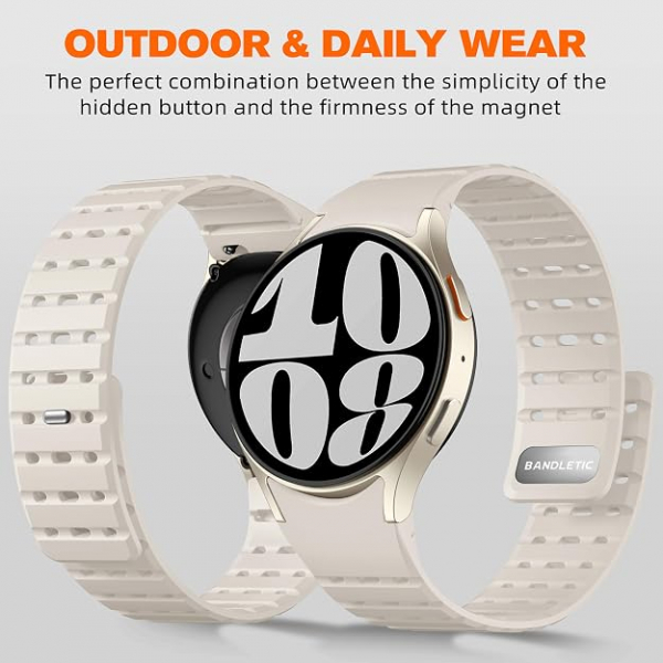 Bandletic Galaxy Watch 7 Manyetik Silikon Spor Kay��-Starlight