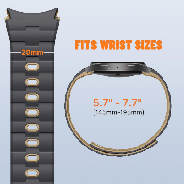 Bandletic Galaxy Watch 7 Manyetik Silikon Kay��-AnthraciteGray/Ochre