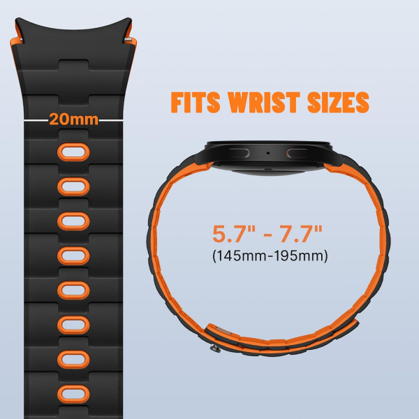 Bandletic Galaxy Watch 7 Manyetik Silikon Kay��-Black/Orange
