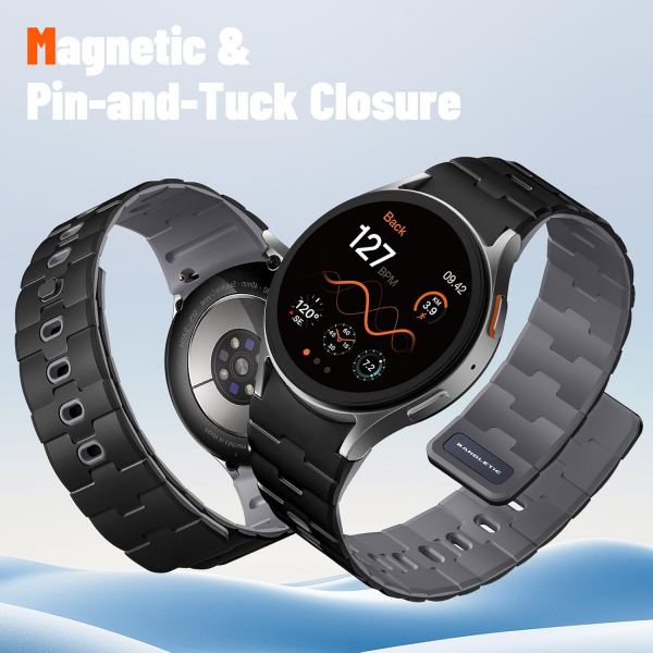 Bandletic Galaxy Watch 7 Manyetik Silikon Kay��-Black/Spacegray