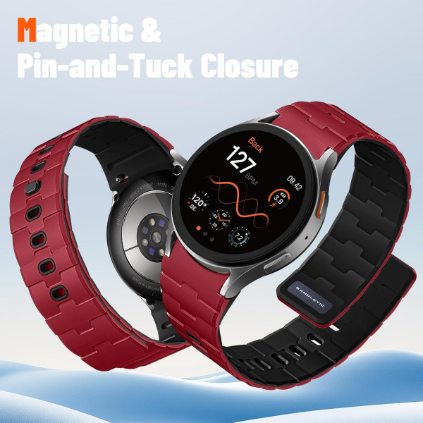 Bandletic Galaxy Watch 7 Manyetik Silikon Kay��-Red/Black
