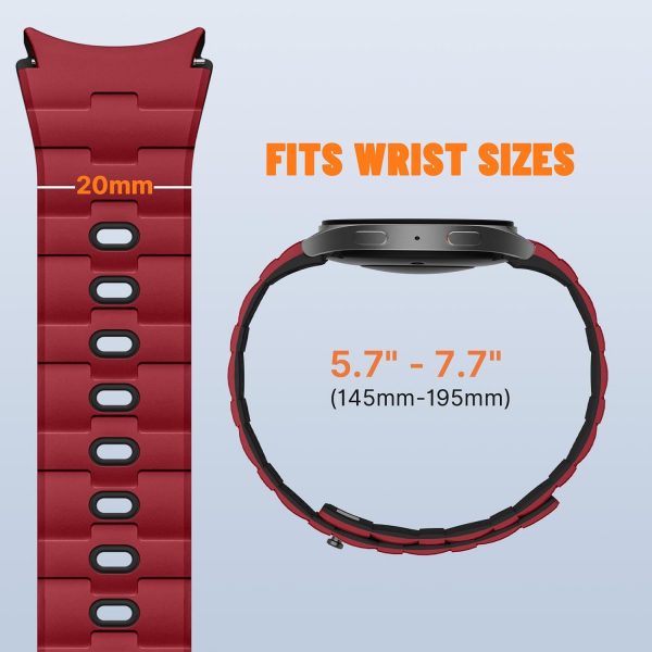 Bandletic Galaxy Watch 7 Manyetik Silikon Kay��-Red/Black