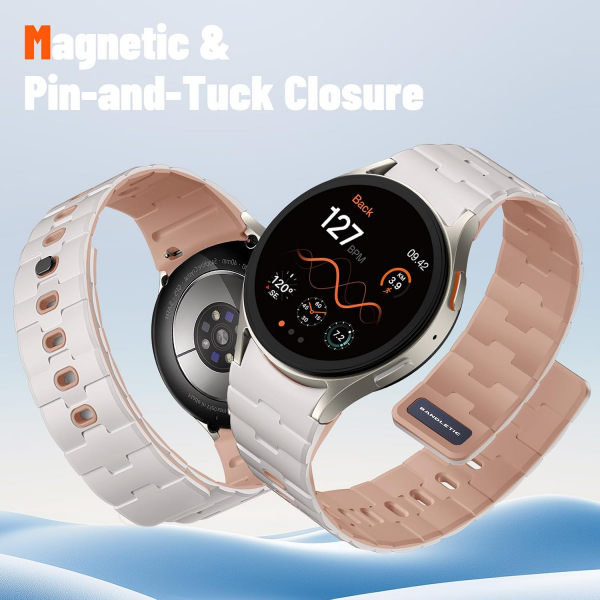 Bandletic Galaxy Watch 7 Manyetik Silikon Kay��-Starlight/Milk Tea