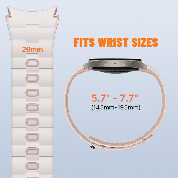 Bandletic Galaxy Watch 7 Manyetik Silikon Kay��-Starlight/Milk Tea