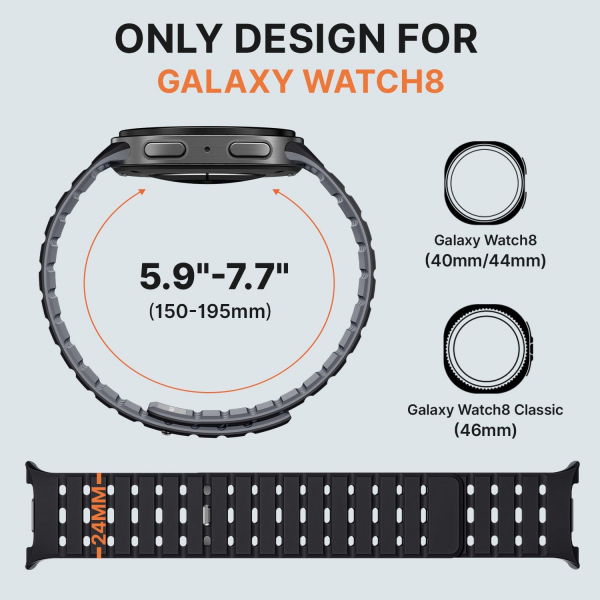 Bandletic Galaxy Watch 8 40mm Kay-Black Gray