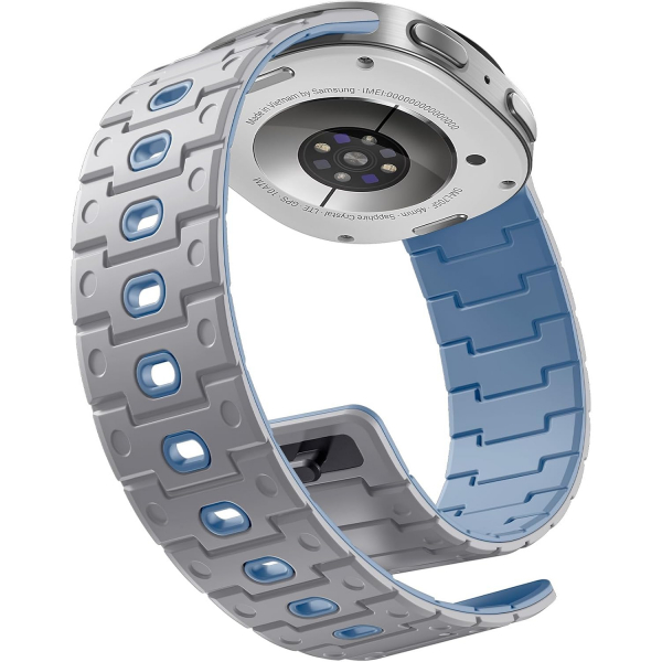 Bandletic Galaxy Watch 9 Uyumlu Manyetik Silikon Kay��-Light Gray/Ice Blue