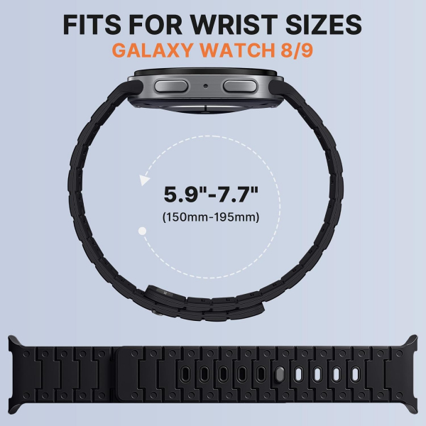 Bandletic Galaxy Watch 9 Uyumlu Manyetik Silikon Kay��-Black