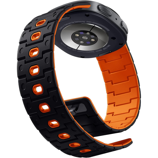 Bandletic Galaxy Watch 9 Uyumlu Manyetik Silikon Kay��-Black/Orange