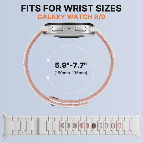 Bandletic Galaxy Watch 9 Uyumlu Manyetik Silikon Kay��-White/Pink