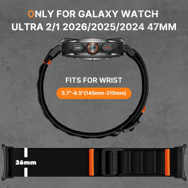 Bandletic Galaxy Watch Ultra 2/1 47mm Naylon Kay��-Black