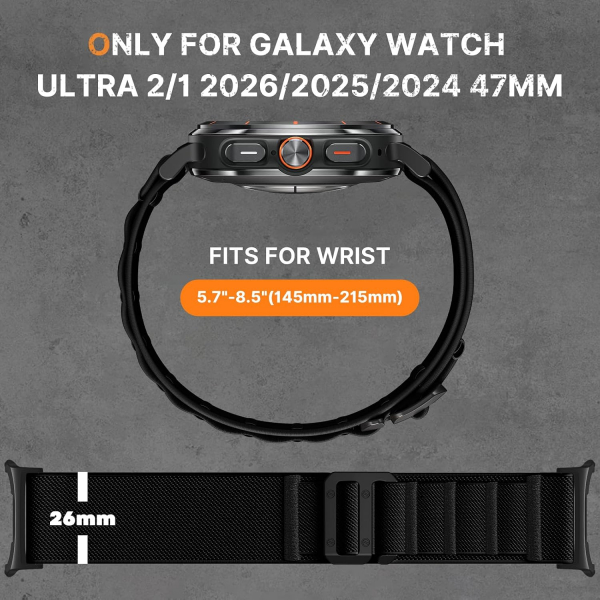 Bandletic Galaxy Watch Ultra 2/1 47mm Naylon Kay��-All Black