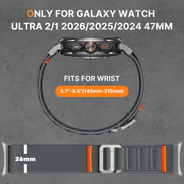 Bandletic Galaxy Watch Ultra 2/1 47mm Naylon Kay��-Titanium/Gray