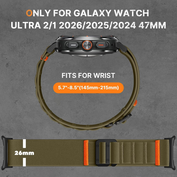 Bandletic Galaxy Watch Ultra 2/1 47mm Naylon Kay��-Black/Green