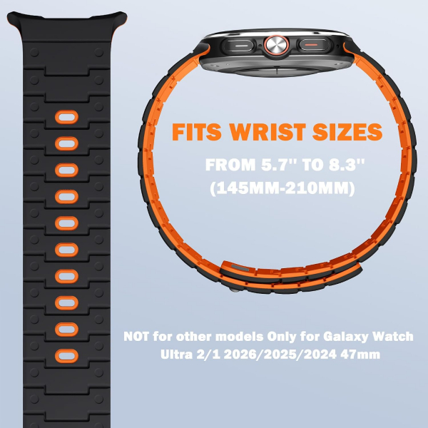 Bandletic Galaxy Watch Ultra 2/1 47mm Silikon Kay��-Black/Orange