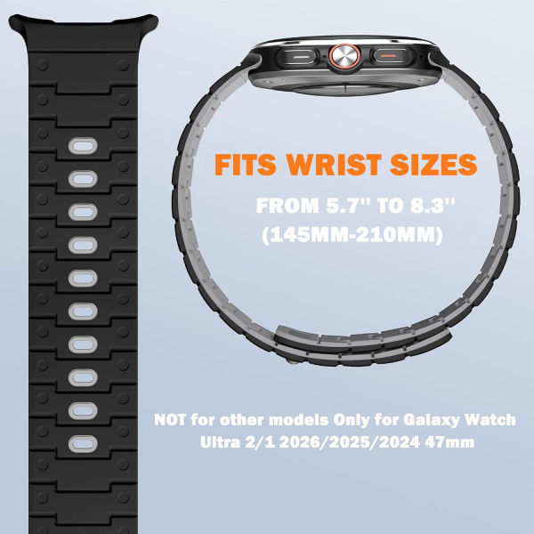 Bandletic Galaxy Watch Ultra 2/1 47mm Silikon Kay��-Black/Gray