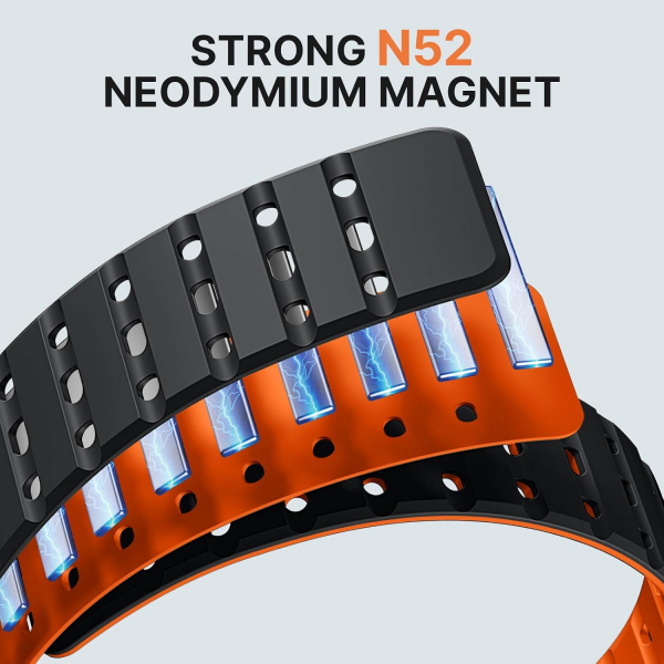 Bandletic Galaxy Watch Ultra 2 Manyetik Silikon Kay��-Black/Orange