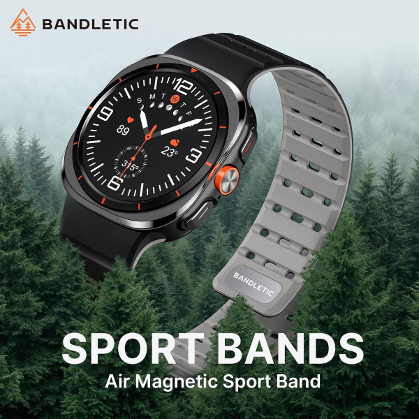 Bandletic Galaxy Watch Ultra 2 Manyetik Silikon Kay��-Black/Gray