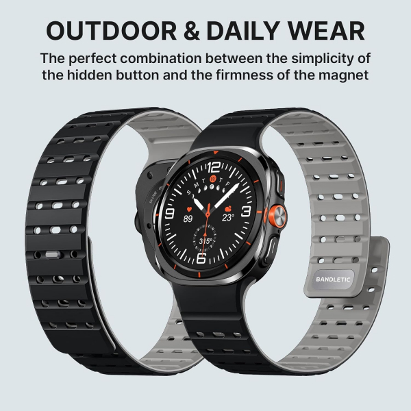 Bandletic Galaxy Watch Ultra 2 Manyetik Silikon Kay��-Black/Gray