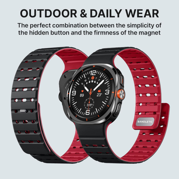 Bandletic Galaxy Watch Ultra 2 Manyetik Silikon Kay��-Black/Red