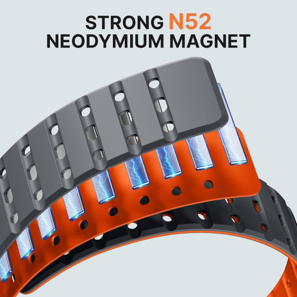 Bandletic Galaxy Watch Ultra 2 Manyetik Silikon Kay��-Space Gray/Orange